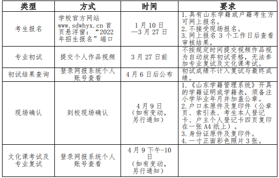 山东省文化艺术学校2024年最新招生计划