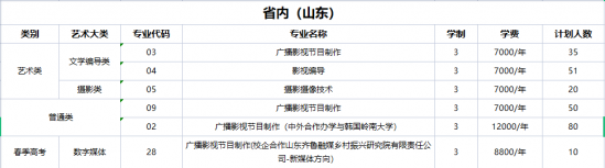 山东传媒职业学院影视制作系各专业介绍