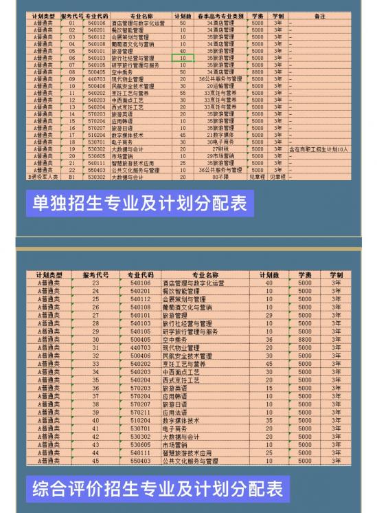 山东旅游职业学院2024年最新单独招生及综合评价招生计划